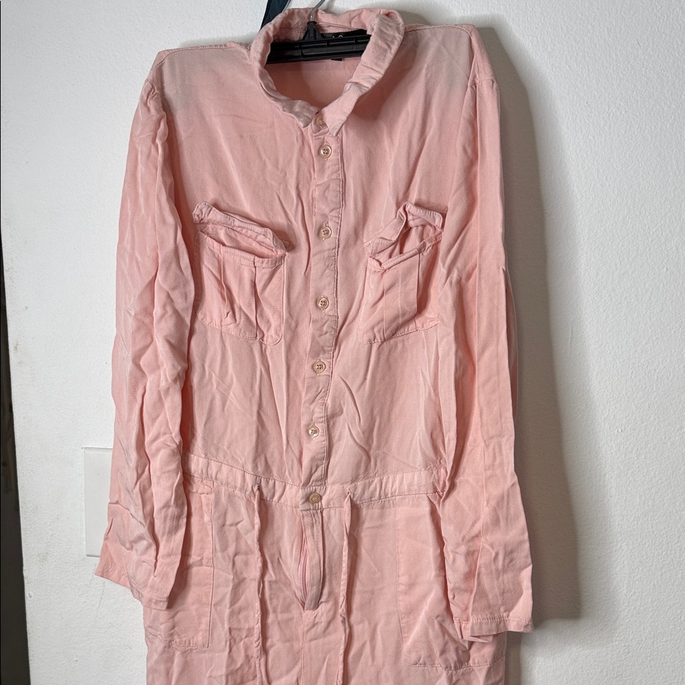 Pink Button-Up Jumpsuit Size M